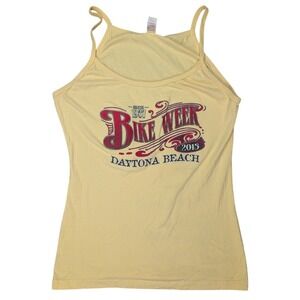 Bike Week 2015 Daytona‎ Beach Butter Yellow Spaghetti Strap Graphic Tank Top